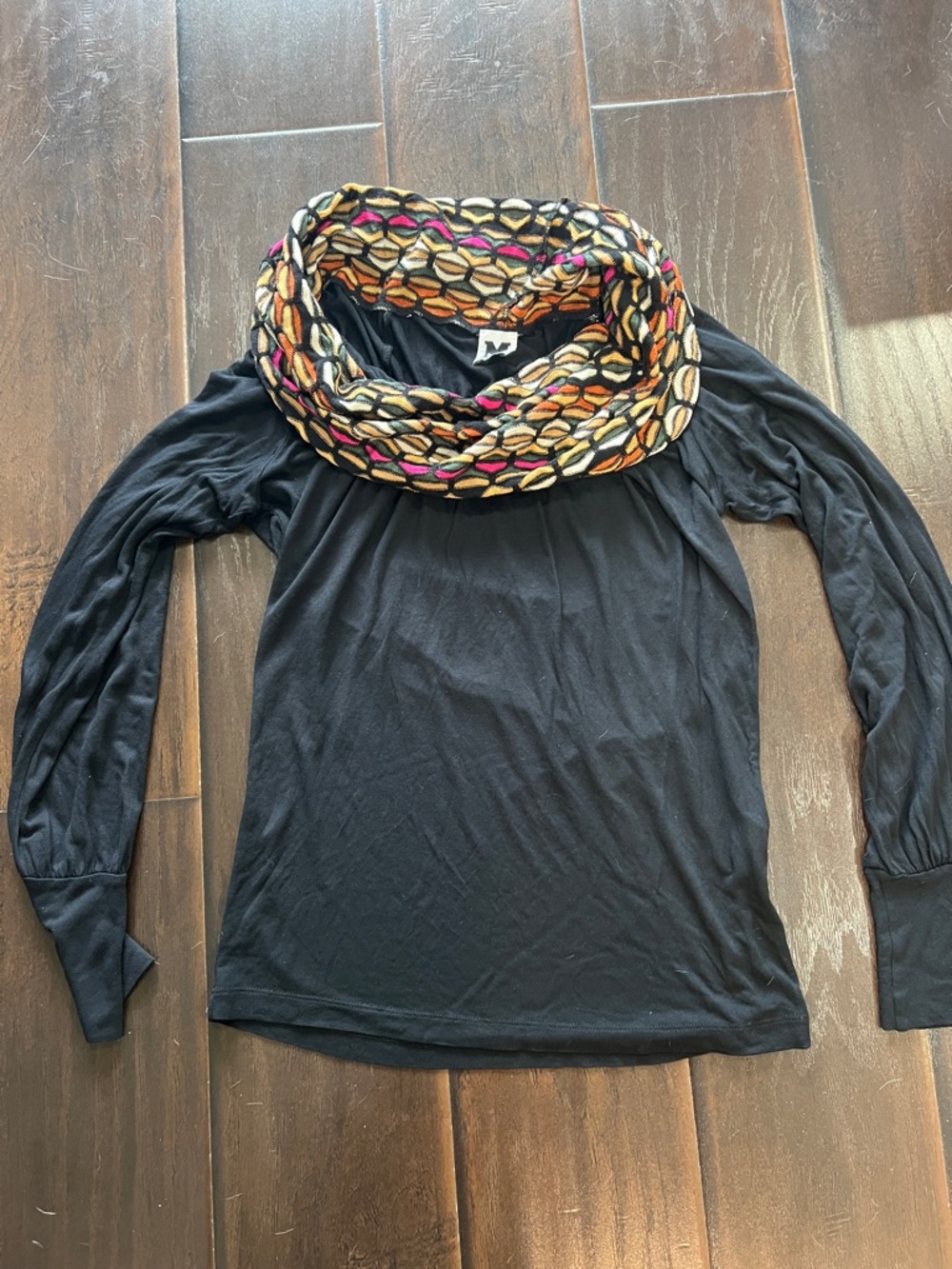 M Missoni Black Top with attached Collar, size M